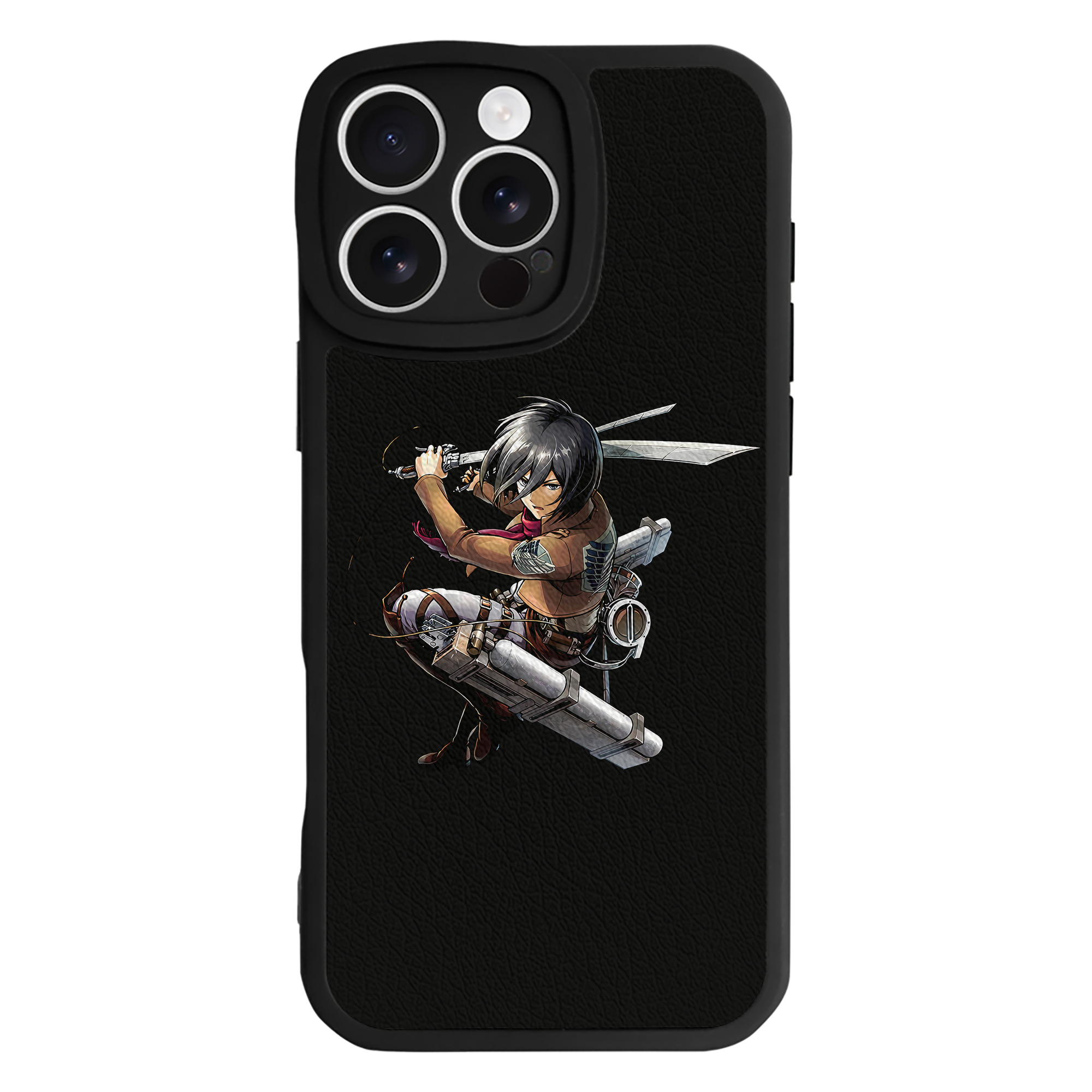 （画像用） 進撃の巨人 ミカサ·アッカーマン Attack on Titan Mikasa Ackerman 【iPhone 16シリーズ対応】シリコンスマホケース（レザー調） 材質：シリコン